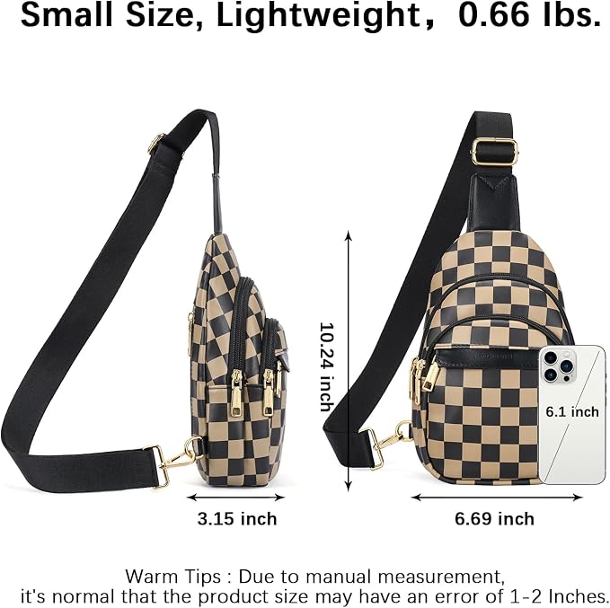 BOSTANTEN Sling Bag for Women Leather Crossbody Bags Fanny Pack Chest Bag for Travel | Adjustable Wide Strap, Small, Anti Theft, Lightweight, Multi Pockets and Carrying Way, Card Slot, Cute Trendy for Everyday