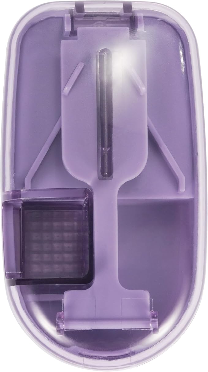Pill Cutter Splitter for Small and Tiny Pills, or Large Pills. V-Shaped Design for Multiple Sizes. Safety Blade Guard. Loss-Proof Built-in Small Brush & Sliding Door Pill Storage (Olive)