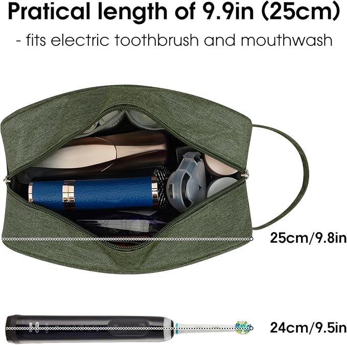 Narwey Travel Toiletry Bag for Women Traveling Dopp Kit Men Travel Bag for Toiletries Cosmetic Bag Makeup Bag Medicine Bag for Traveling (Army Green)