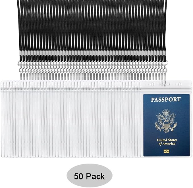 50PACK 4x6Inch Extra Large Passport Holders with Lanyards Fill for Passports,Cash, Credit Card, Plane Ticket, Receipts.by CypesCrafts