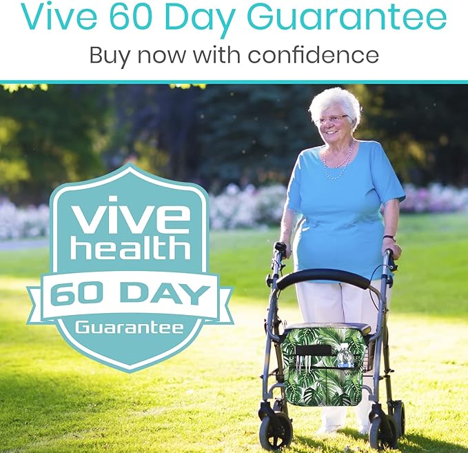 Vive Wheelchair Bag - Machine Washable, Double-Stitched, Water-Resistant Accessory Backpack for Rollators, Wheel Chairs, Walkers - Pouch with XL Pockets & Straps for Quick Installation