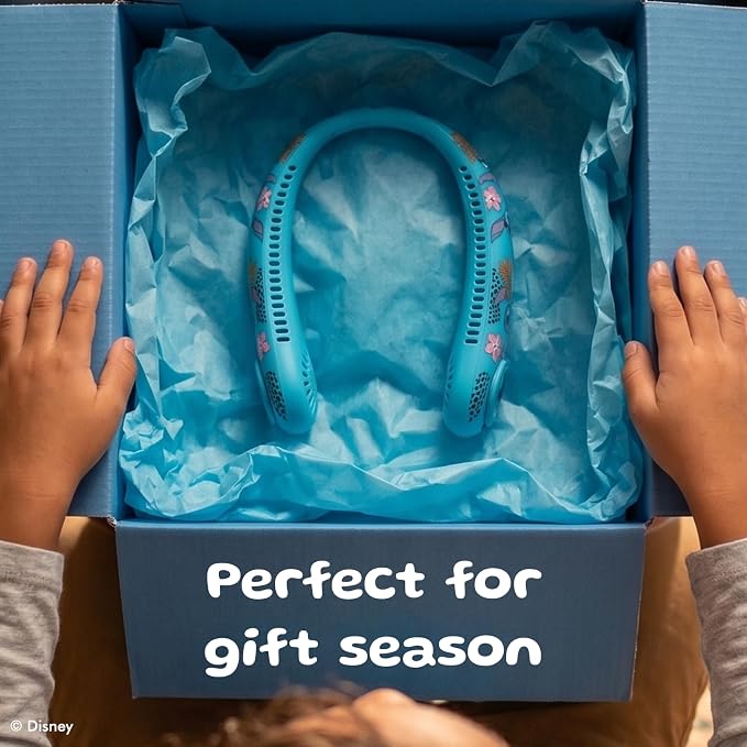 Disney Lilo and Stitch Portable Neck Fan| Bladeless Hands-Free Fan with 5 Speeds, Rechargeable Wearable Cooling Fan for Travel & Summer| Lightweight Personal Fan, Stitch Gifts for Women, all Fans
