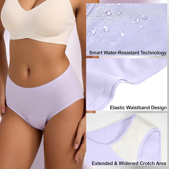 Battewa Incontinence Underwear for Women Absorbent 40ml Multicolor S | mid-waist panties,reusable,bladder leak protective briefs,pee proof,waterproof,40ml absorbent for Light to moderate leaks