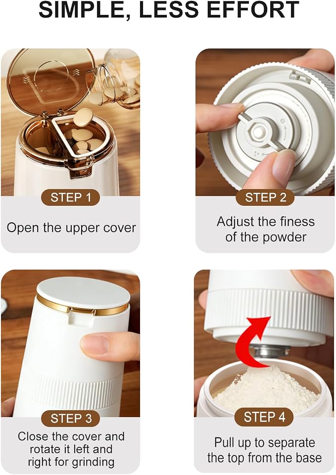 Pill Crusher 3-in-1, Pill Grinder for Fine Powder, Effortless Medication Pulverizer & Splitter with Storage Cup, Arthritis Friendly for Elderly, Pets