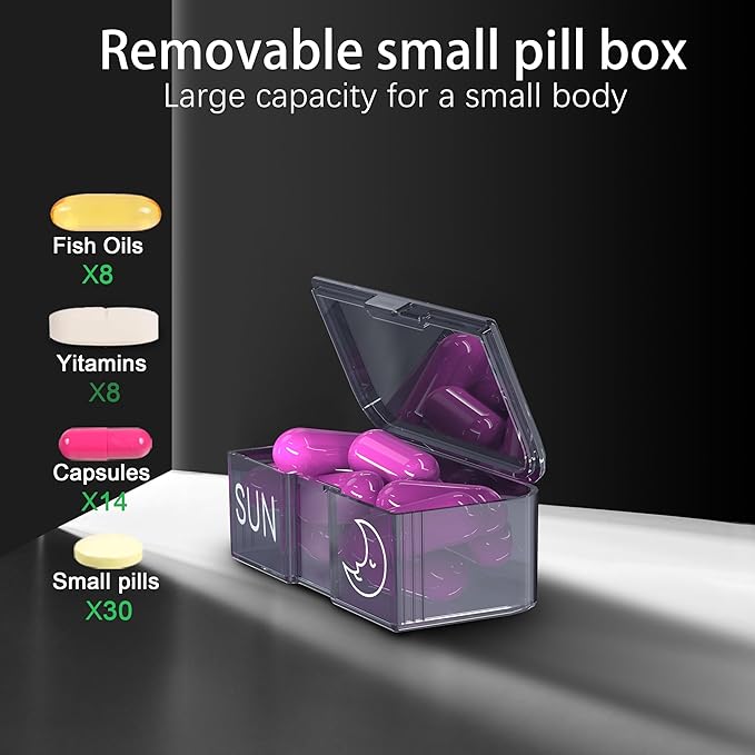 Weekly Pill Organizer 2 Times a Day, AM PM Compact Pill Box 7 Day, Twice Daily Medicine Organizer with Labels, Portable Business Travel Pill Case for Vitamins and Supplement (White)