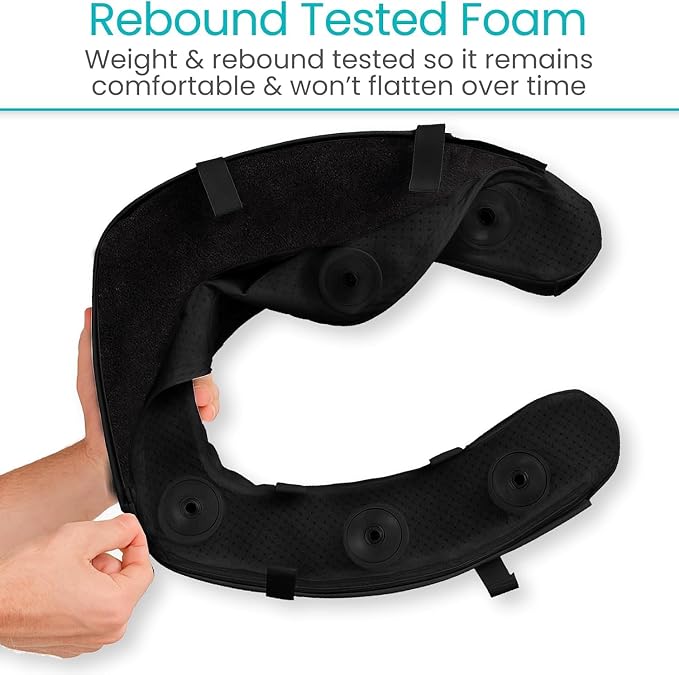 Vive Toilet Seat Cushion (Soft Cushioned Foam) - Easy Clean Padded Bathroom | Attachment - Elongated, Standard Seats - Comfort and Support Donut for Handicap, Adults (2" Cushioned Foam, Black)