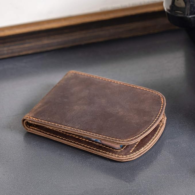 Polare Slim Curve Front Pocket RFID Blocking Italian Real Leather Bifold Wallet for Men