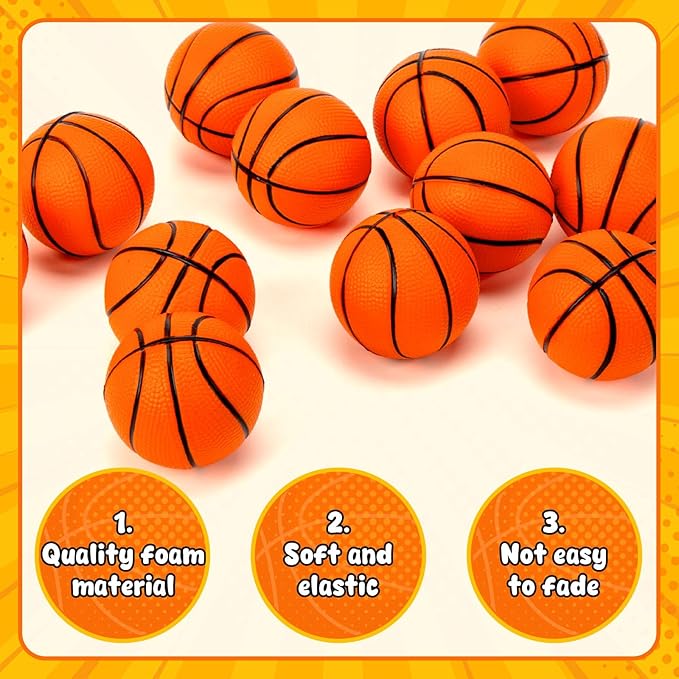 LovesTown 40 PCS Mini Basketball, 2 Inch Squeeze Toys Foam Sport Stress Balls for Kids and Adults Squishies for Stress Relief Party Favors Birthday Decor Goodie Bag Stuffers
