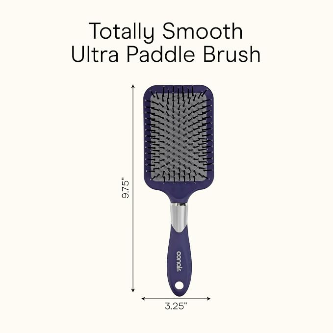 Conair Paddle Hair Brush, Ultra Wide Detangling Design for Thick Hair | Paddle detangler brush with ball-tipped bristles, a soft-touch handle, and a flexible cushion base for stress-free brushing