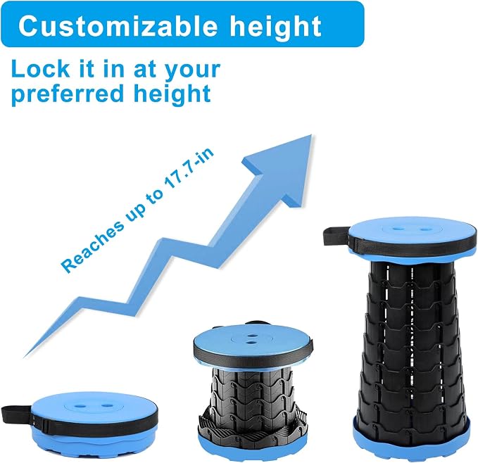 VOLIXOD Foldable Telescoping Stool Portable, Retractable Stool for Adults, Upgraded Collapsible Folding Seats with Load Capacity 550lbs, Camping Stools for Adults