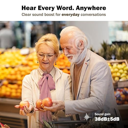 Hearing Aids for Seniors, Rechargeable Hearing Aids for Seniors with 80H Battery Life, Hearing Aid Pair, Noise Reduction DSP Chip, 4 Listening Modes, BTE Hearing Aids for Severe Hearing Loss