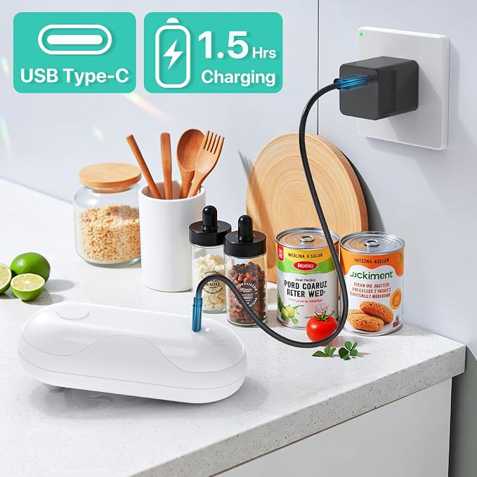 Electric Can Opener, Auto-Stop, USB-C Rechargeable, Side-Cut Smooth Edge, Hands Free Automatic Can Opener for Seniors & Arthritis Patients (White)