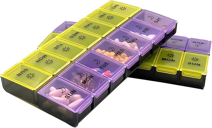 Mossime XL Large Daily Pill Organizer 2 Times a Day, Extra 7 Day Pill Box Am Pm, Weekly Day Night Vitamin Holder, Medicine Organizer, Big Pill Container, Medication Dispenser 14 Compartments