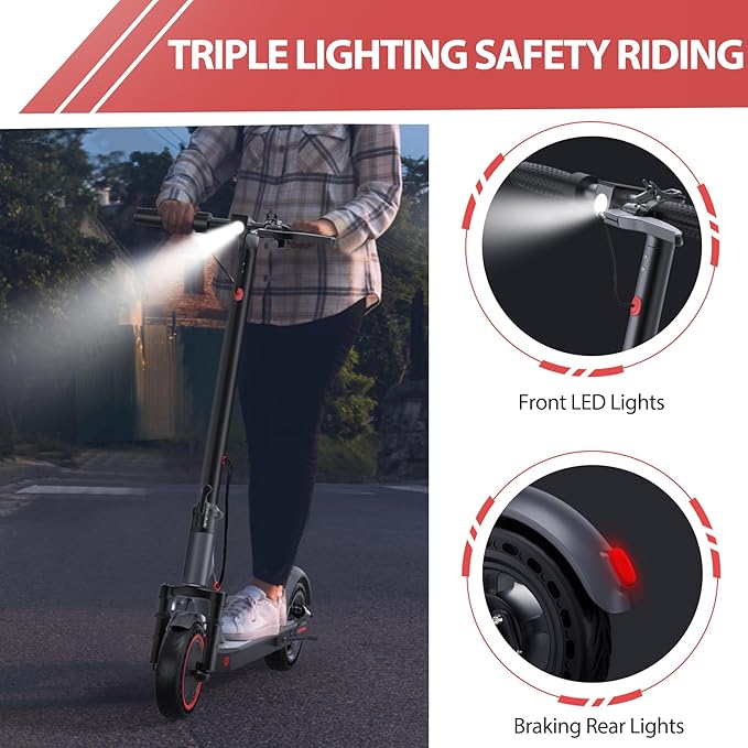 Maxshot Electric Scooter, 8.5" /10" /14" Tire, 16/19/22 Mph Top Speed, 12/16/21/27/28/49/50 Miles Long Range, Folding Escooter for Adults and Kids with Seat Bag, Dual Braking, Dual Suspension, App