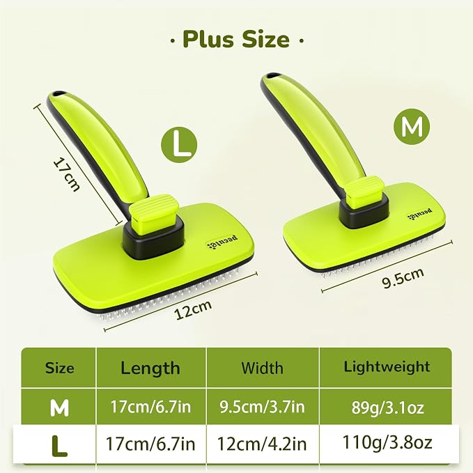 Pecute Skin Friendly Self-Cleaning Slicker Brush for Dog & Cat Shedding Season, Lightweight Undercoat Hair Removal Dog Brush Cat Brush for White-Coated, Long, Thick & Double-Coated Large Dogs