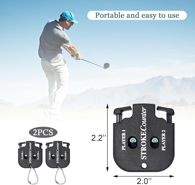 Medsuo 2pcs Golf Score Indicator 2 Player Stroke Counter Clicker Portable Golf Handy Count Shot for Different Kinds of Competitions and Games