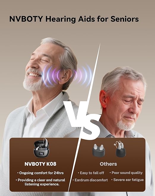 Hearing Aids, Hearing Aids for Seniors, Hearing Aids Rechargeable with Automatic Noise Cancelling and 5 Levels of Volume Adjustment, Hearing Amplifiers with Clear Sound Quality for Hearing Loss(Black)