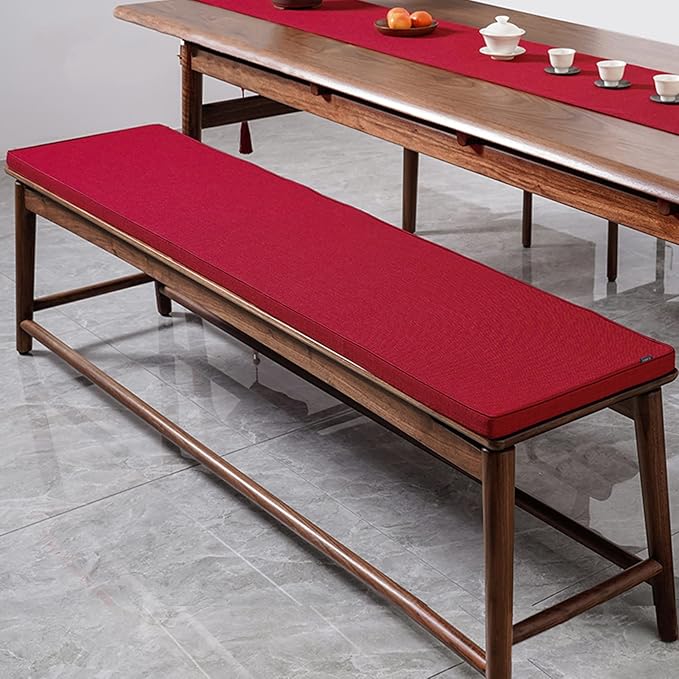 Cushion Custom Size for Bench, Customize Cushion for Indoor Outdoor Patio Furniture Window Seat, Linen Cover with Zipper and 45D High-Resilience Foam Insert (Custom Sizes, Red)
