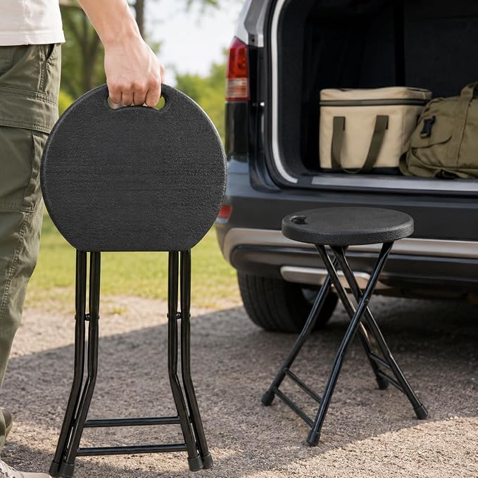 Folding Stool with Handle, Folding Chair,Folding Bar Stool with Non-Slip Feet,Indoor and Outdoor Foldable Stool for Adults(13"×11.5"×18")