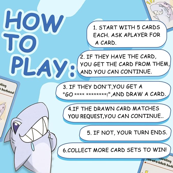 Horrible Go Fish Card Game for Grown Up You've Always Wanted, 2+ Players, 104 Cards, 10+ Minutes, 26 Pairs, Card Games for Grown Ups Party Fun (Go Fish Card Game 1 Pack)