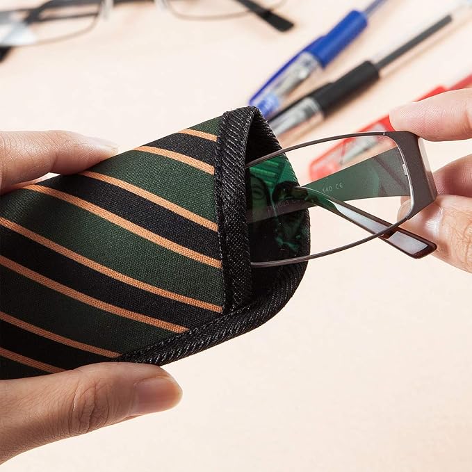 TRIUMPH VISION 3 Pack Reading Glasses Pouch Soft Case Eyeglass Sleeve Slim | Alternative to Bulky Case in bag, Lightweight Lined Padded Protect Optical lens Slip in, Cute Pattern Portable for Daily Use