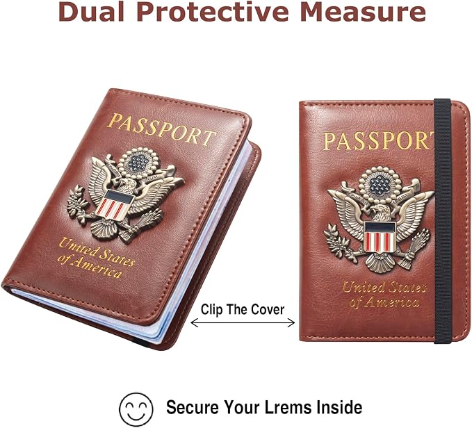 Premium Passport Holder for Travel RFID Blocking Passport Cover Slim | Passport Cover for Women Men Leather US Passport Wallet Case for Travel Passport Book Cover Travel Document Organizer Carrier