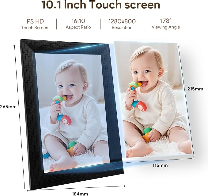 10.1 Inch WiFi Digital Picture Frame,Effortlessly Secure & Private Sharing,IPS Touch Screen, 16GB,Invite Family via Uhale App,Gift for Mother's Day, Parents, Grandparents