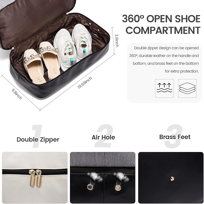 LOVEVOOK Weekender Bag for Women, Large Duffle Bag for Travel with 2 Packing Cubes, Carry on Overnight Bag with Shoe Compartment, Mom Hospital Bags for Labor and Delivery