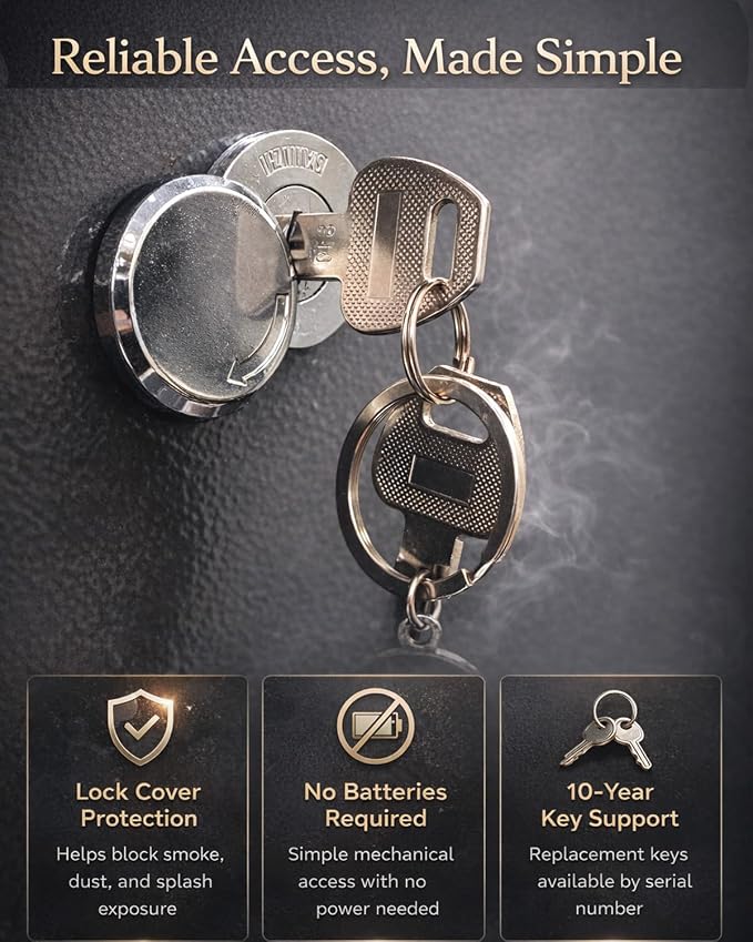 [𝟮𝟬𝟮𝟲 𝗡𝗲𝘄] 23.69'' Tall Fireproof Safe for Home, 1800°F Fire Protection for 60 Minutes, Fire and Water Proof Safe Box with Mechanical Lock, Removable Shelf for Documents, Cash and Valuable