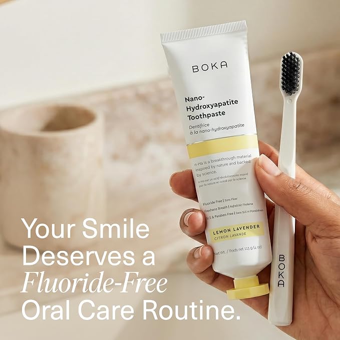 Boka Fluoride Free Toothpaste, Nano Hydroxyapatite Toothpaste, Appropriate for Sensitive Teeth - for Adult Oral Care - Lemon Lavender Flavor, 4 Fl Oz 1Pk
