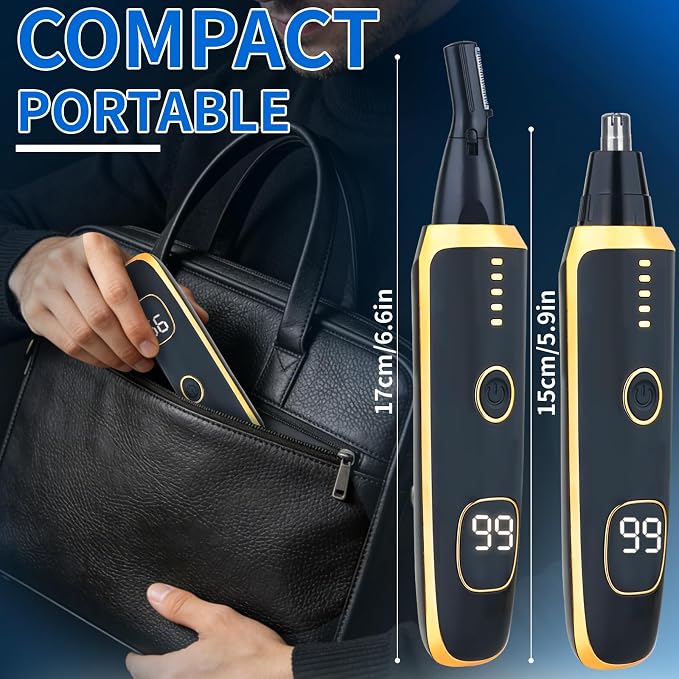 2026 Rechargeable Nose & Ear Hair Trimmer, Dual-Edge Blade Electric Clipper for Women Men, Facial & Eyebrow Hair Removal Tool, Powerful Motor, Painless, Easy to Clean