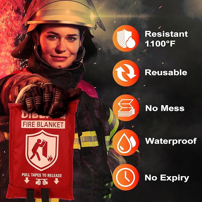 Fire Blanket for Home and Kitchen,Emergency for Small Fire,Reused,Easy Use | Emergency for House Fireplace Car Grill BBQ, Clean No Mess, Stand High Temperature Fibre, Never Expires, for Everyone,4 pcs