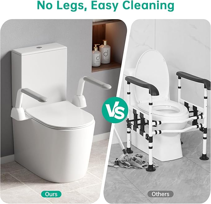 Toilet Safety Rails for Seniors, Super Heavy Duty Handicap Toilet Rails with Foldable Handles, Toilet Safety Frame Rails with Arms for Disabled Pregnant, Toilet Assistance for Elderly