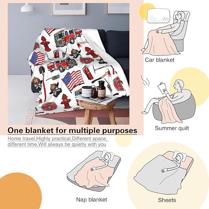 Firefighter Baby Blanket 30x40 Inches - Super Soft Fire Truck Blankets for Toddler Boys & Girls - Fluffy Fleece Fireman Blanket for Kids, Nursery, Stroller - Cozy Lightweight Throw Gift for Infants