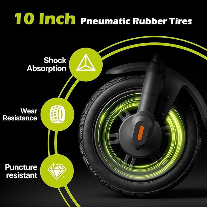 MEGAWHEELS Electric Scooter,Electric Scooter Adults with Suspension,10in Pneumatic Tires,350W Motor,19 Miles Long Range,15.5 Mph,E Scooter with Smart APP Control for Commuting, Outdoor, Short Travel