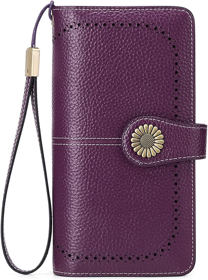 SENDEFN Wallets for Women Leather Credit Card Holder with RFID Blocking Large Capacity Wristlet | with RFID Blocking