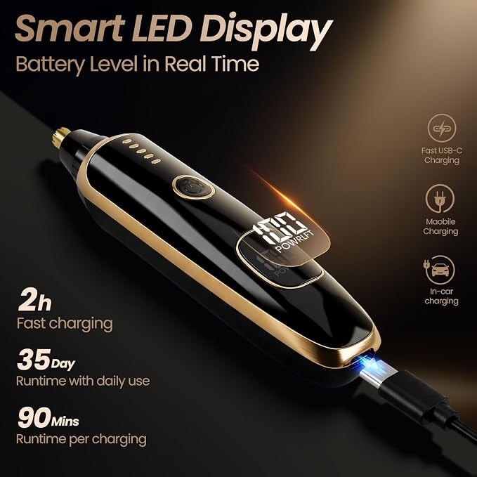 Nose & Ear Hair Trimmer with LED Display for Men and Women, 2026 USB Rechargeable Facial Trimmer Clipper for Easy Cleansing, Portable Painless Grooming Kit,Gift Box Included