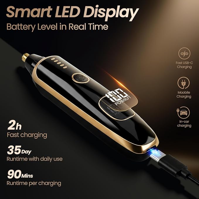 Nose & Ear Hair Trimmer with LED Display for Men and Women, 2026 USB Rechargeable Facial Trimmer Clipper for Easy Cleansing, Portable Painless Grooming Kit,Gift Box Included