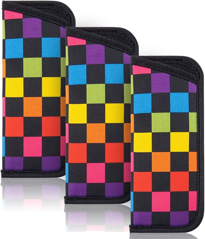 TRIUMPH VISION Reading Glasses Pouch Eyeglass Sleeve Soft Case Slim 3 Pack | Alternative to Bulky Case Lightweight，Neoprene Lined Padded Protect Optical lens Slip in, Cute Pattern Portable for Daily Use