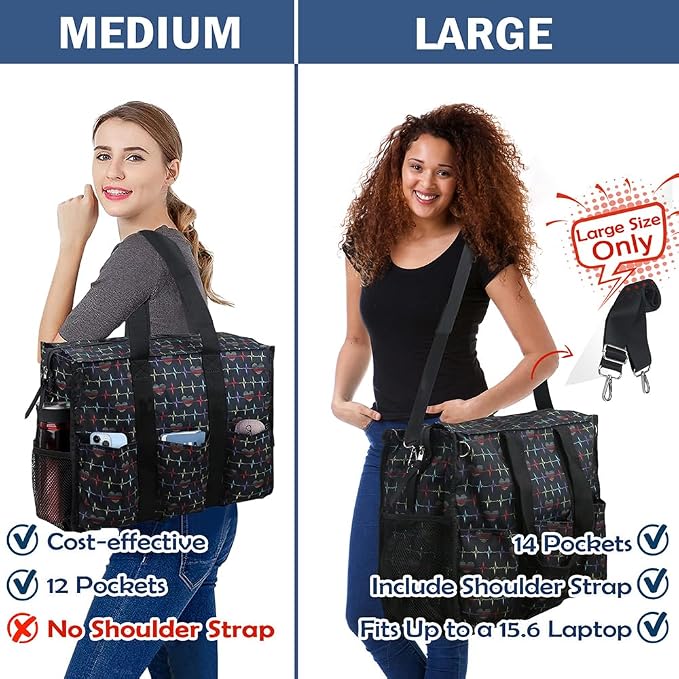 ABAMERICA Nurse Bags for Work Nursing Bag Multiple Pockets Waterproof Organizing Zip Top Clinical Bag for Nursing Students
