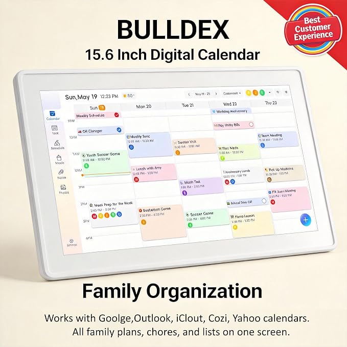 15.6 Inch Digital Family Calendar, All-in-One Smart Organizer with Photo Frame, Wall-Mountable, Task Management, Schedule Planner, Pink