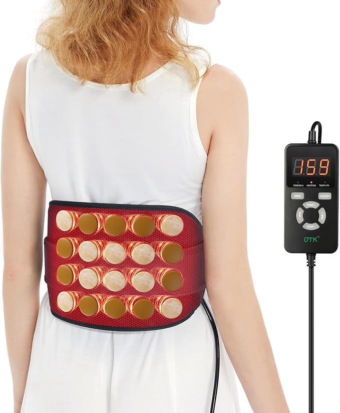 UTK Heating Pad for Back Pain Relief, Far Infrared Heating Pads with 20 Natural Jade Stones, Heating Fast, Hot Enough, Auto Shut Off, Smart Controller, 55'' Large Size Heat Pad for Back