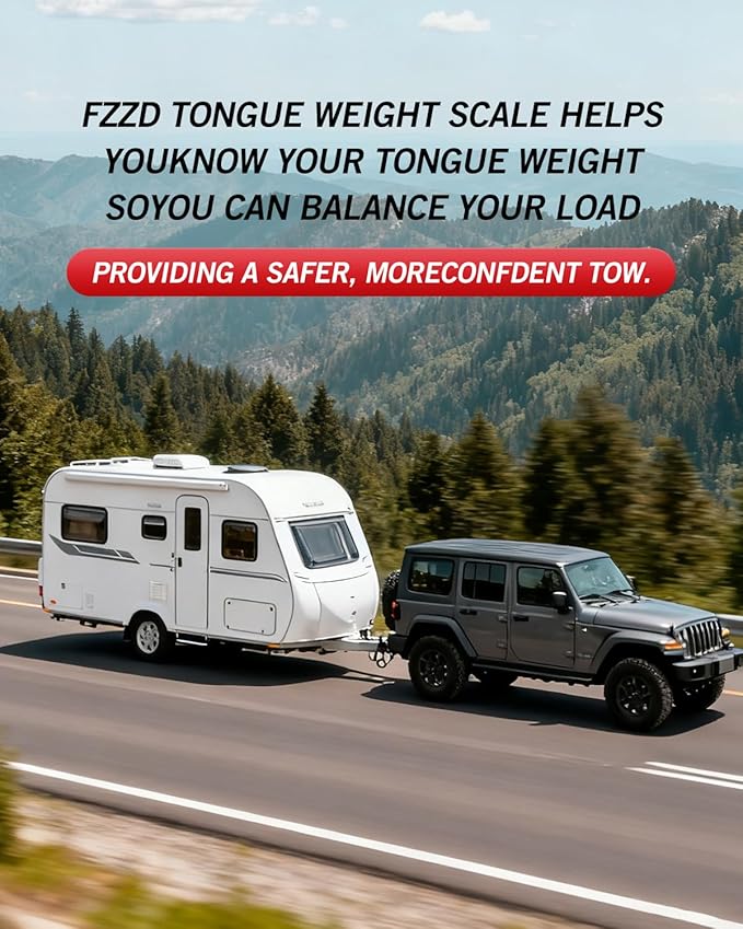 FZZD Trailer Tongue Weight Scale, 2000 lbs Max Weight Capacity, for RV, Boat, Travel Trailers, Gray