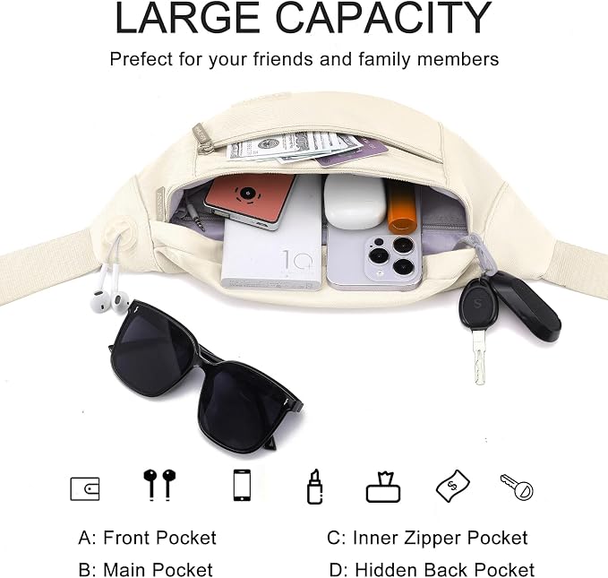 Small Aprocot Cross Body Bag Fashion Shoulder Fanny Pack for Women | Versatile,4-Zipper Pockets,Large Capacity,Adjustable Strap,Ideal for Theme Park Gym Fitness