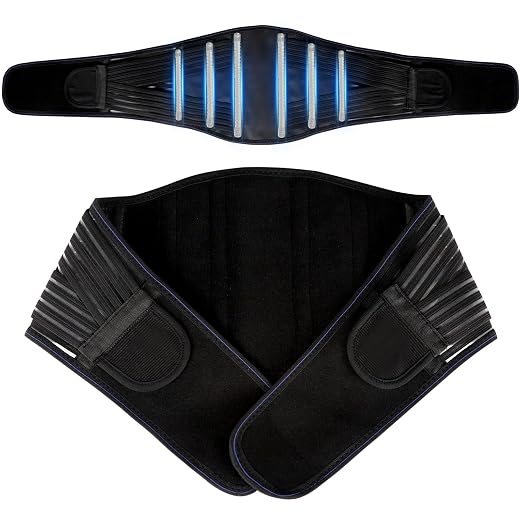 Back Brace for Lower Back Pain Relief, Lumbar Support Belt for Men&Women for Work, Breathable Back Support Belt with 6 Flexible Spring, 2 Elastic Bands For Sciatica, Herniated Disc, Scoliosis(Medium)