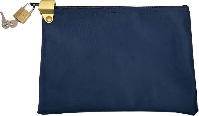 Medication Security Bag with Padlock, Navy Blue | Includes 2 Keys, Small Pill Bag, Travel Carry Pouch, Medicine Storage, Made in USA
