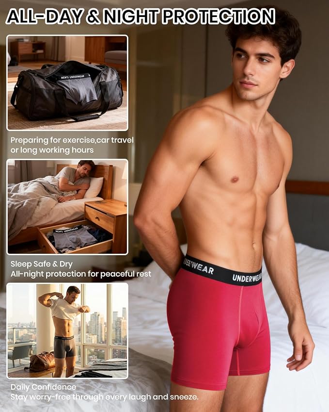 Men's Incontinence Underwear, 100ML Absorb Leakproof Boxer Brief | With Upgraded Fast-Absorbing Core, Washable Reusable Cotton Incontinence Briefs for Men, Bladder Leak Protection 5 Pack/L