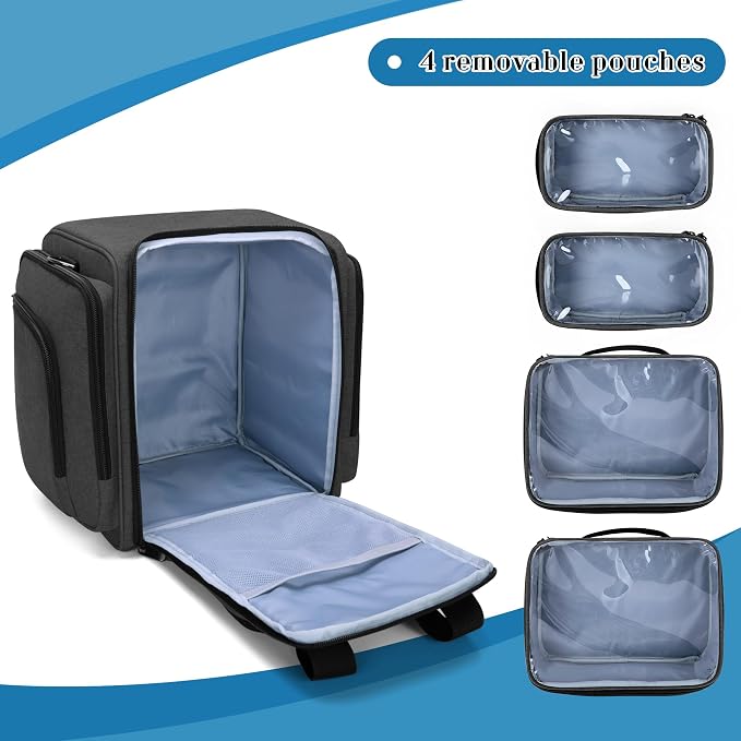 BAFASO Large Pill Bottle Organizer with 4 Inner Removable Pouches, Black | Medicine Bag Come with Shoulder Strap, BAG ONLY.