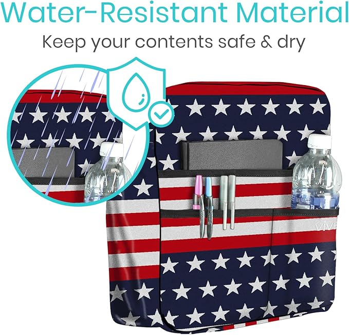 Vive Wheelchair Bag - Machine Washable, Double-Stitched, Water-Resistant Accessory Backpack for Rollators, Wheel Chairs, Walkers - Pouch with XL Pockets & Straps for Quick Installation