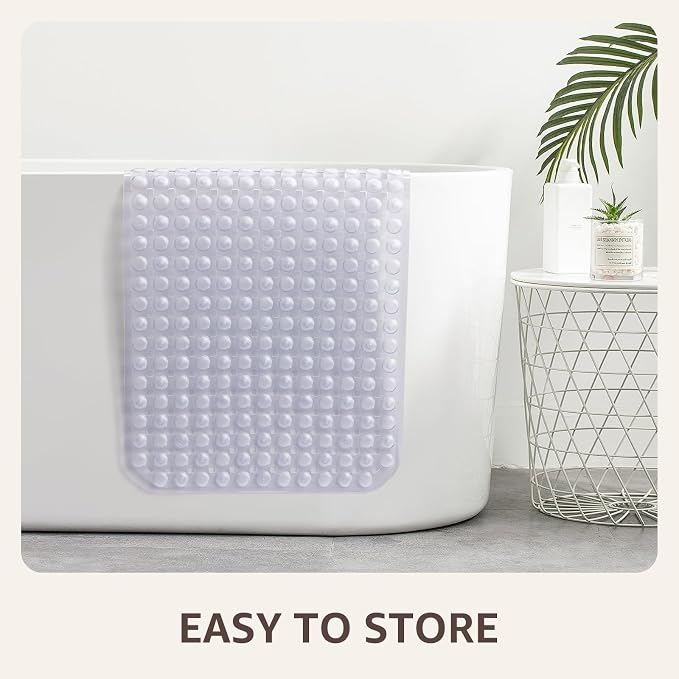 OTHWAY Bath Tub Shower Mat Non Slip, Bathtub Floor Liner Mats for Inside Shower Bathroom, Suction Cups and Drain Holes for Feet Scrubbing, Machine Washable, Soft on Feet, 35x16 Inch, Transparent